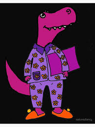 Funny T-rex Dinosaur in Purple Pajamas Cartoon" Art Board Print by ...